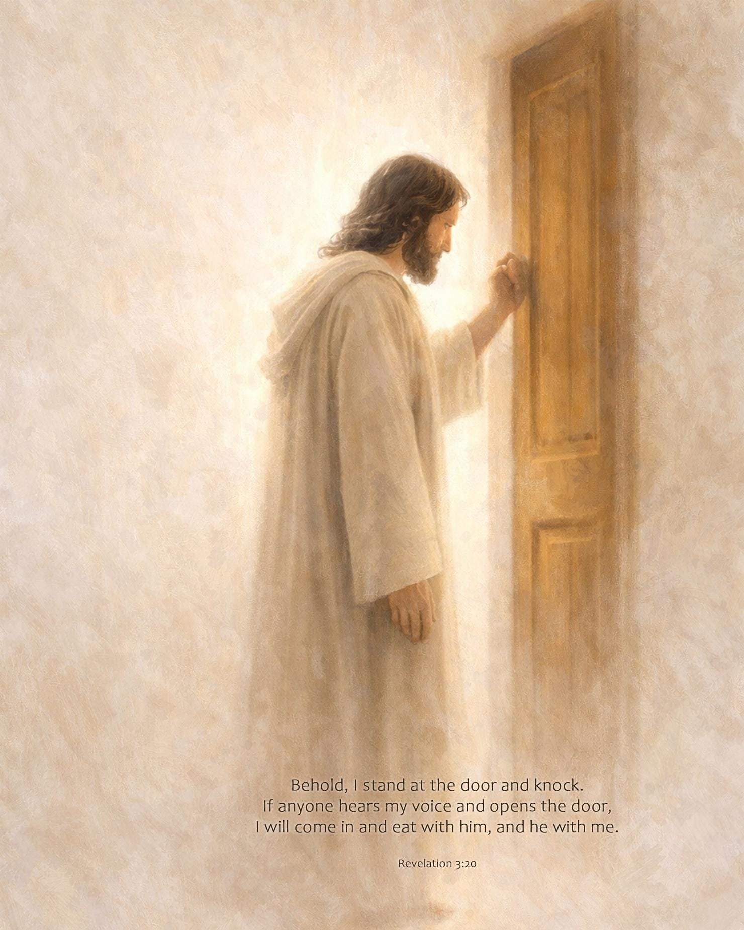 Jesus Knocking at the Door Print | Revelation 3:20 Wall Art, Christian Faith Wall Print