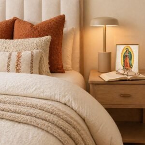 Our Lady of Guadalupe Print | Textured Plaster Wall Art, Virgen de Guadalupe Decor, Faith Wall Print