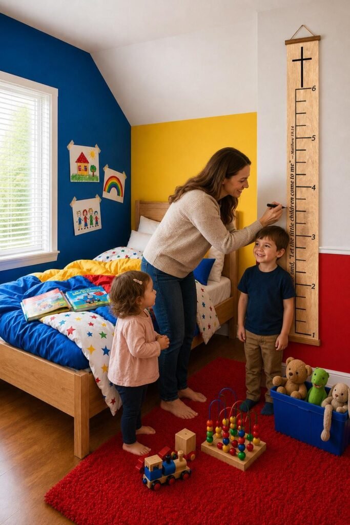 Christian Growth Chart for Kids, Bible Verse Height Ruler, English & Spanish Nursery Decor, Baptism Gift
