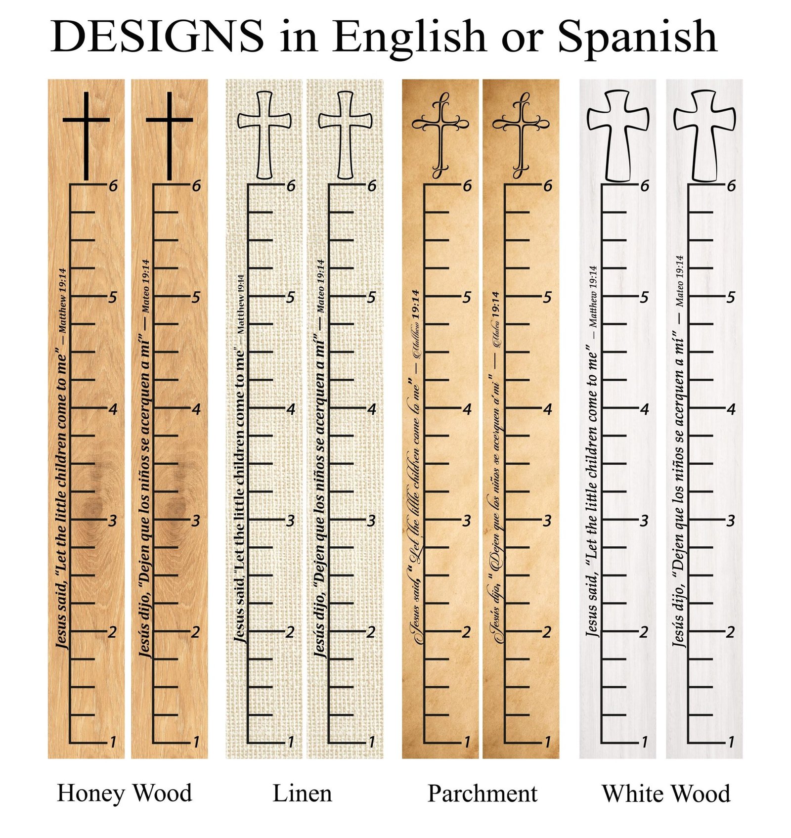 Christian Growth Chart for Kids, Bible Verse Height Ruler, English & Spanish Nursery Decor, Baptism Gift