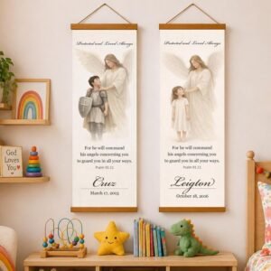 Personalized Christian Kids Banner with Name & Bible Verse (English/Spanish) | Baptism Gift, Baby Shower Gift, Christian Nursery Wall Decor