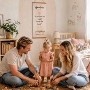 Personalized Christian Kids Banner with Name & Bible Verse | English or Spanish Nursery Decor