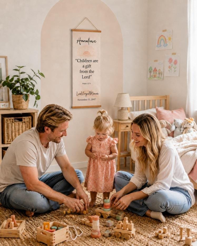 Personalized Christian Kids Banner with Name & Bible Verse | English or Spanish Nursery Decor