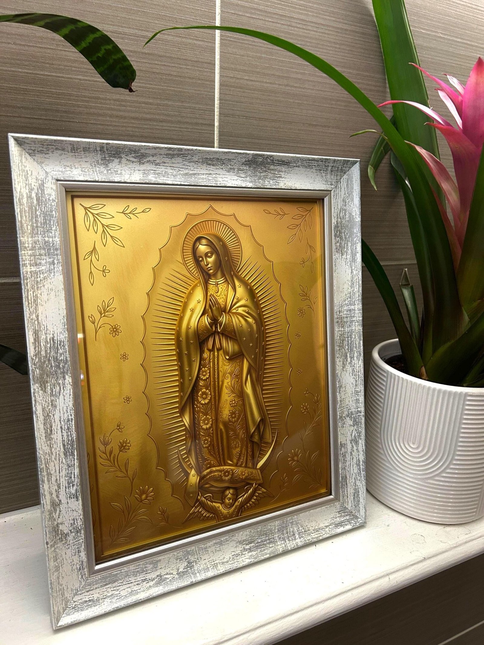 Gold Our Lady of Guadalupe Print | Wall Art, Virgen de Guadalupe Decor, Faith Wall Print