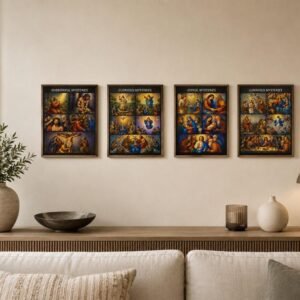 Mosaic Rosary Mysteries Print | Catholic Wall Art, Rosary Prayer Guide, Christian Home Decor
