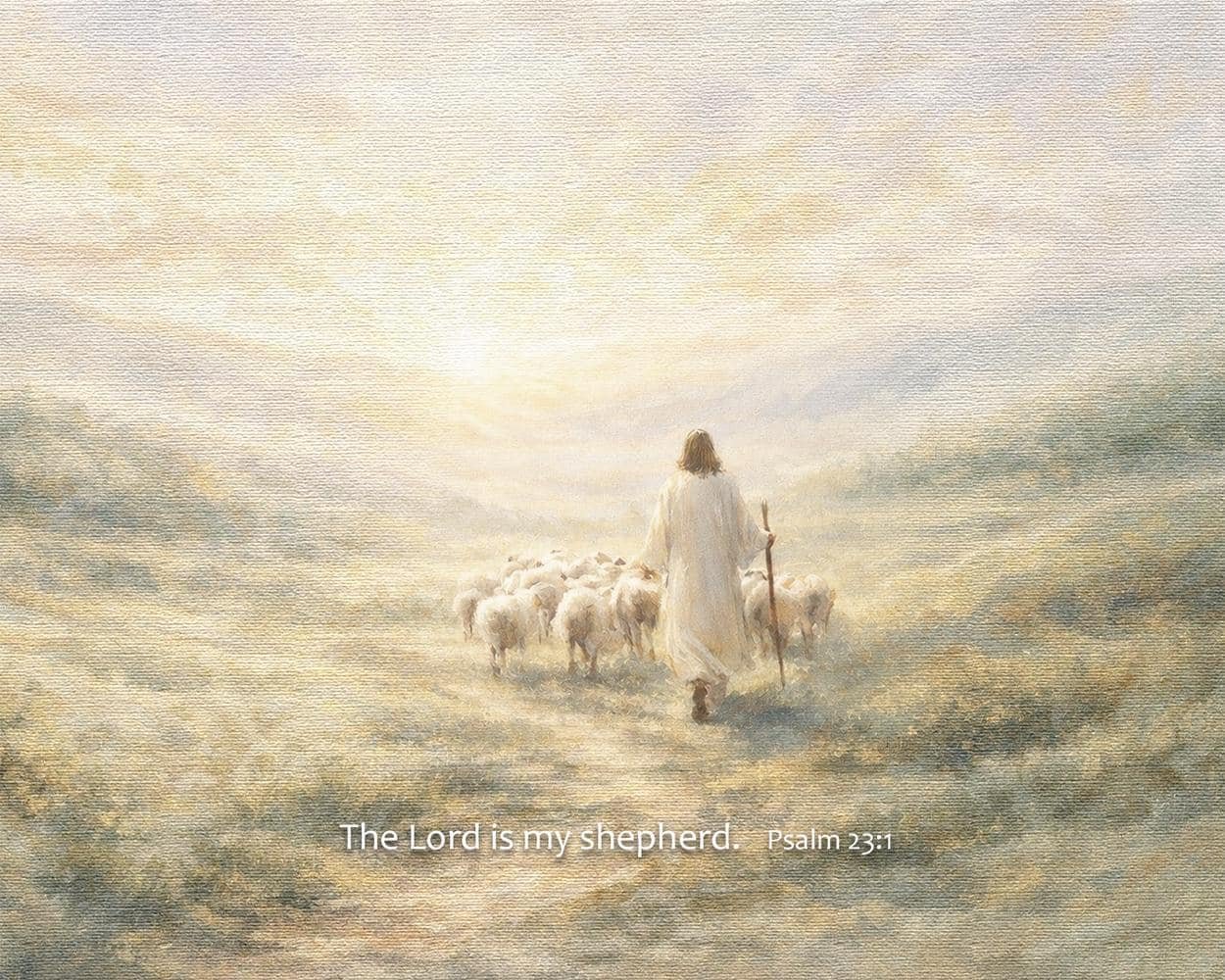 The Lord Is My Shepherd Wall Art | Psalm 23:1 Christian Print | Jesus and Sheep Decor | English Spanish No Words