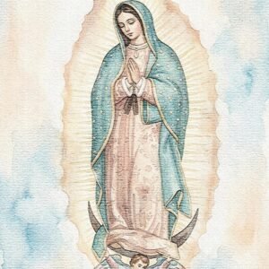 Our Lady of Guadalupe Watercolor Print | Wall Art, Virgen de Guadalupe Decor, Prayer Room Decor