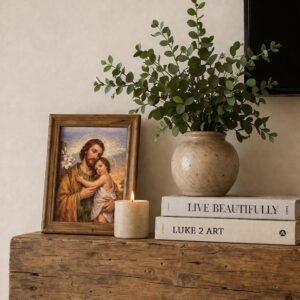 Saint Joseph and Child Jesus Print | Catholic Acrylic Wall Art, Christian Home Decor, Faith Wall Print, Prayer Room Decor
