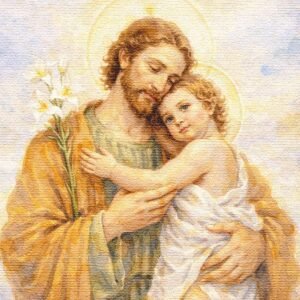 Saint Joseph and Child Jesus Print | Watercolor Wall Art, Christian Home Decor, Faith Wall Print, Prayer Room Decor