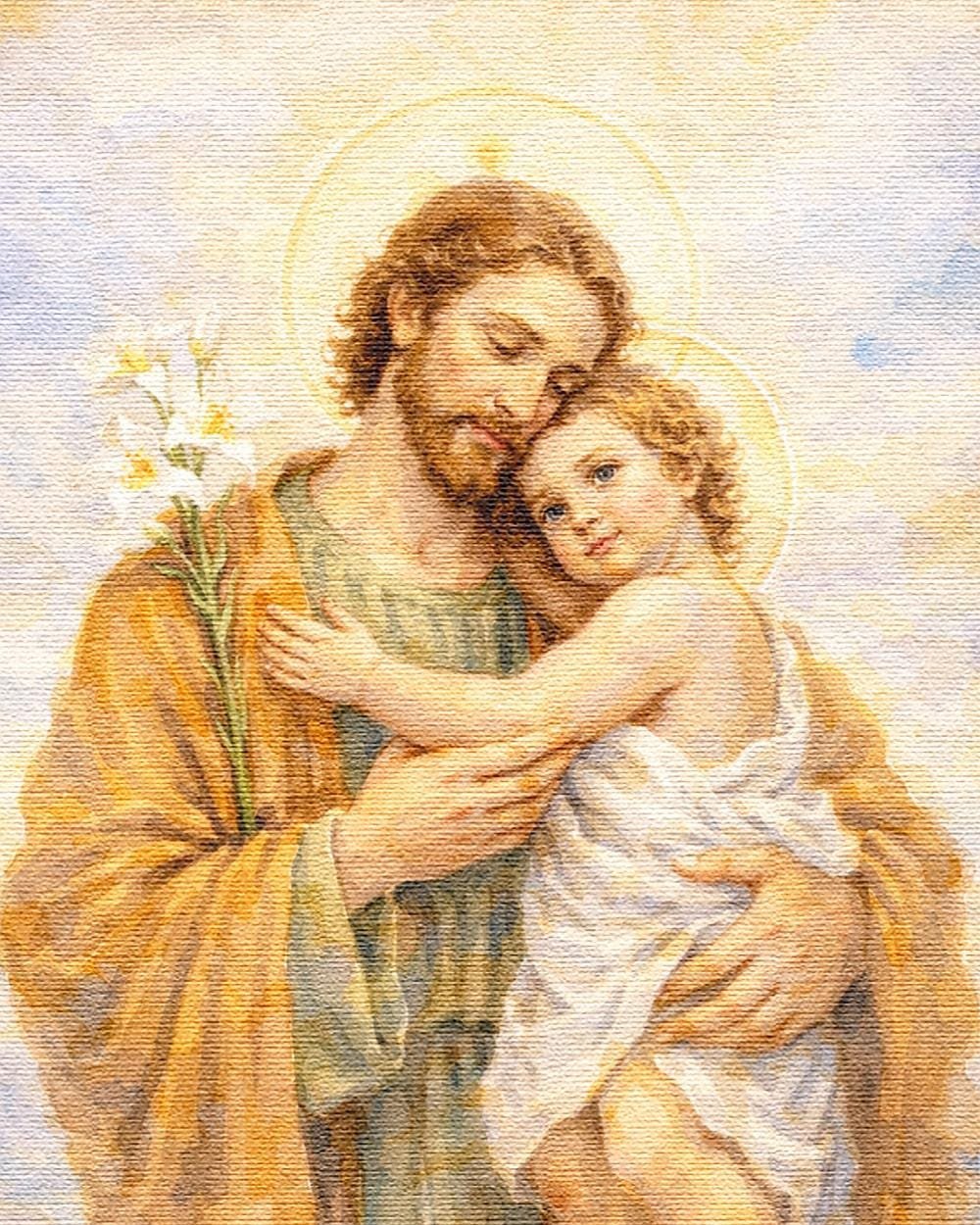 Saint Joseph and Child Jesus Print | Watercolor Wall Art, Christian Home Decor, Faith Wall Print, Prayer Room Decor