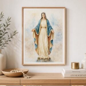Our Lady of Grace Watercolor Print | Wall Art, Marian Decor, Faith Wall Print