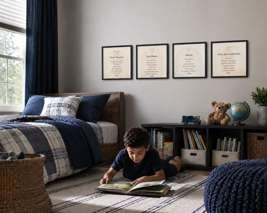 Kids Essential Prayer Bundle | English or Spanish Catholic Nursery Prayer Prints