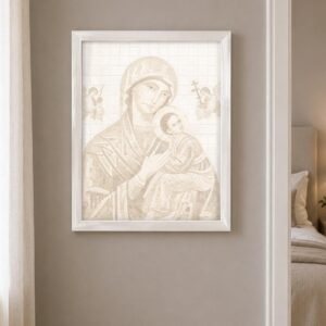 Virgin Mary and Child Mosaic Print | Tile Wall Art, Marian Decor, Faith Wall Print