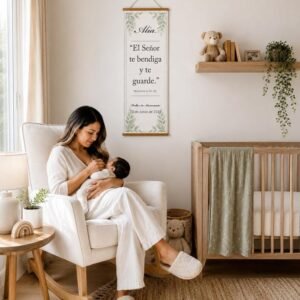 Personalized Christian Kids Banner with Name & Bible Verse | English or Spanish Nursery Decor