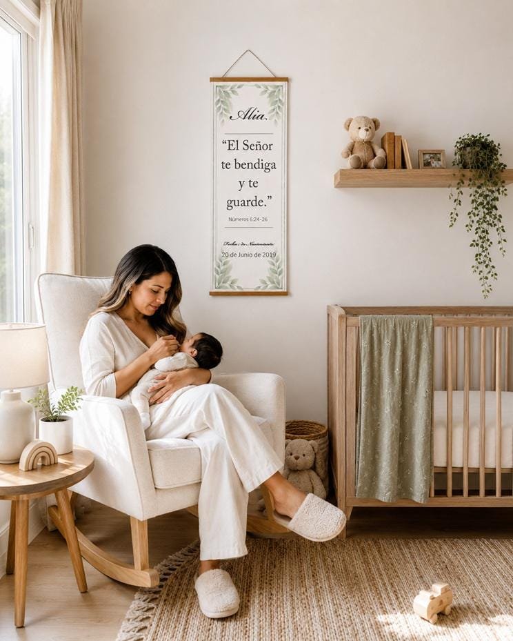 Personalized Christian Kids Banner with Name & Bible Verse | English or Spanish Nursery Decor