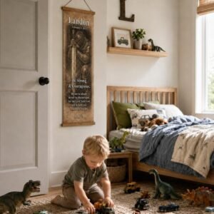 Personalized Christian Kids Banner with Name & Bible Verse | English or Spanish Nursery Decor