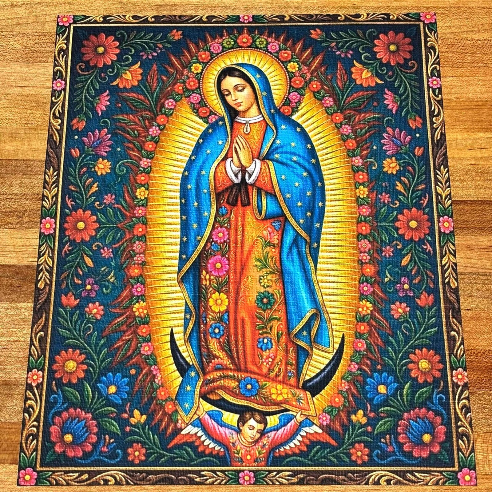 Our Lady of Guadalupe Folk Art Print | Colorful Mexican Wall Art, Virgen de Guadalupe Decor
