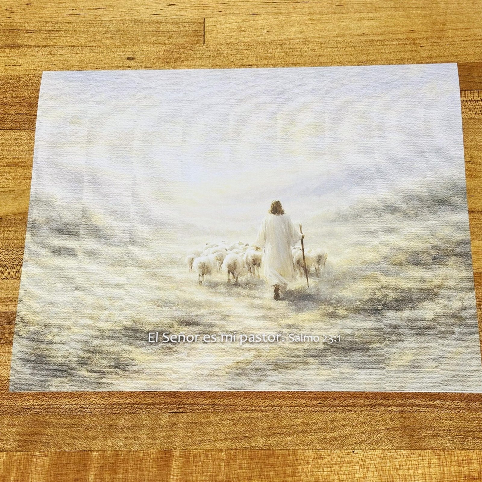 The Lord Is My Shepherd Wall Art | Psalm 23:1 Christian Print | Jesus and Sheep Decor | English Spanish No Words