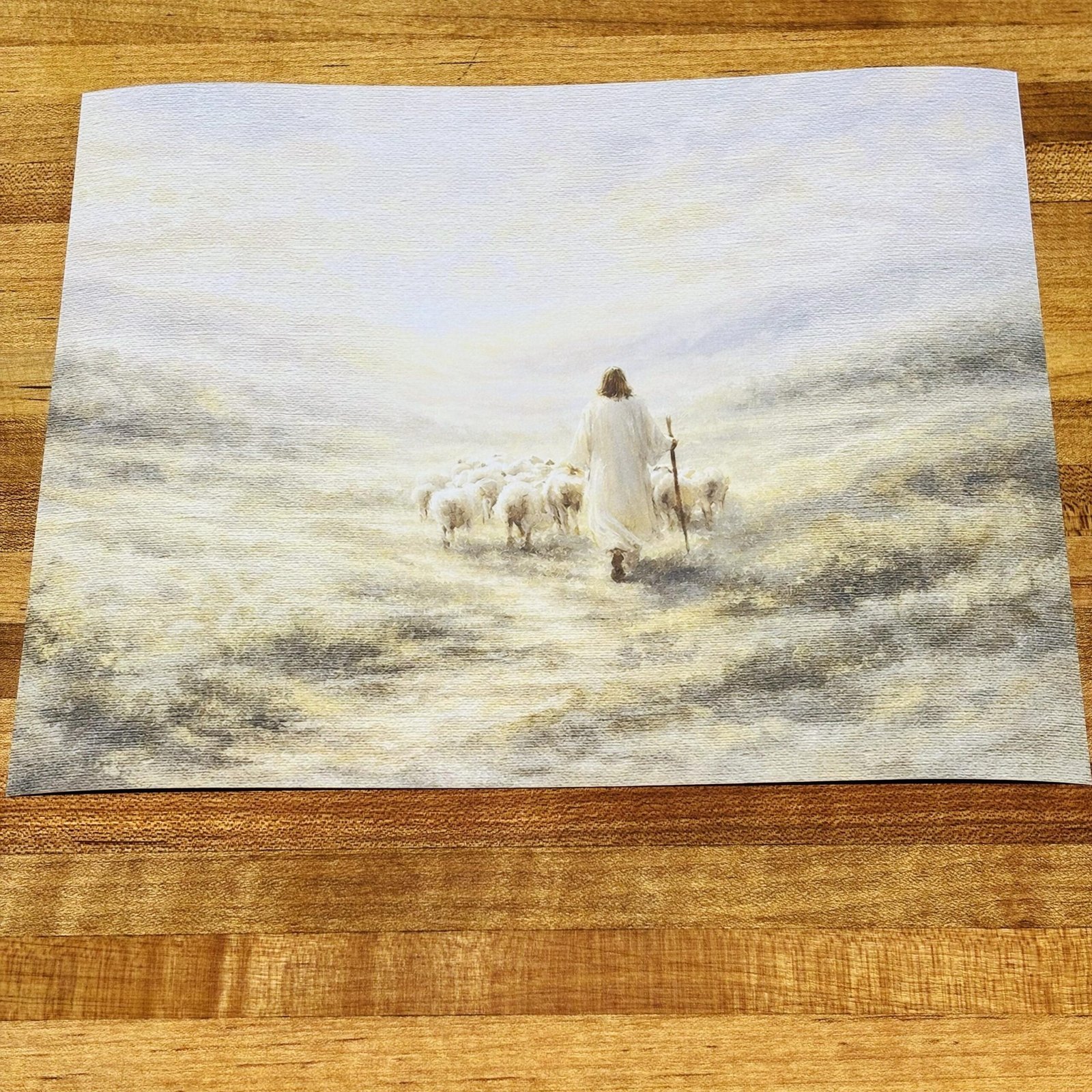The Lord Is My Shepherd Wall Art | Psalm 23:1 Christian Print | Jesus and Sheep Decor | English Spanish No Words