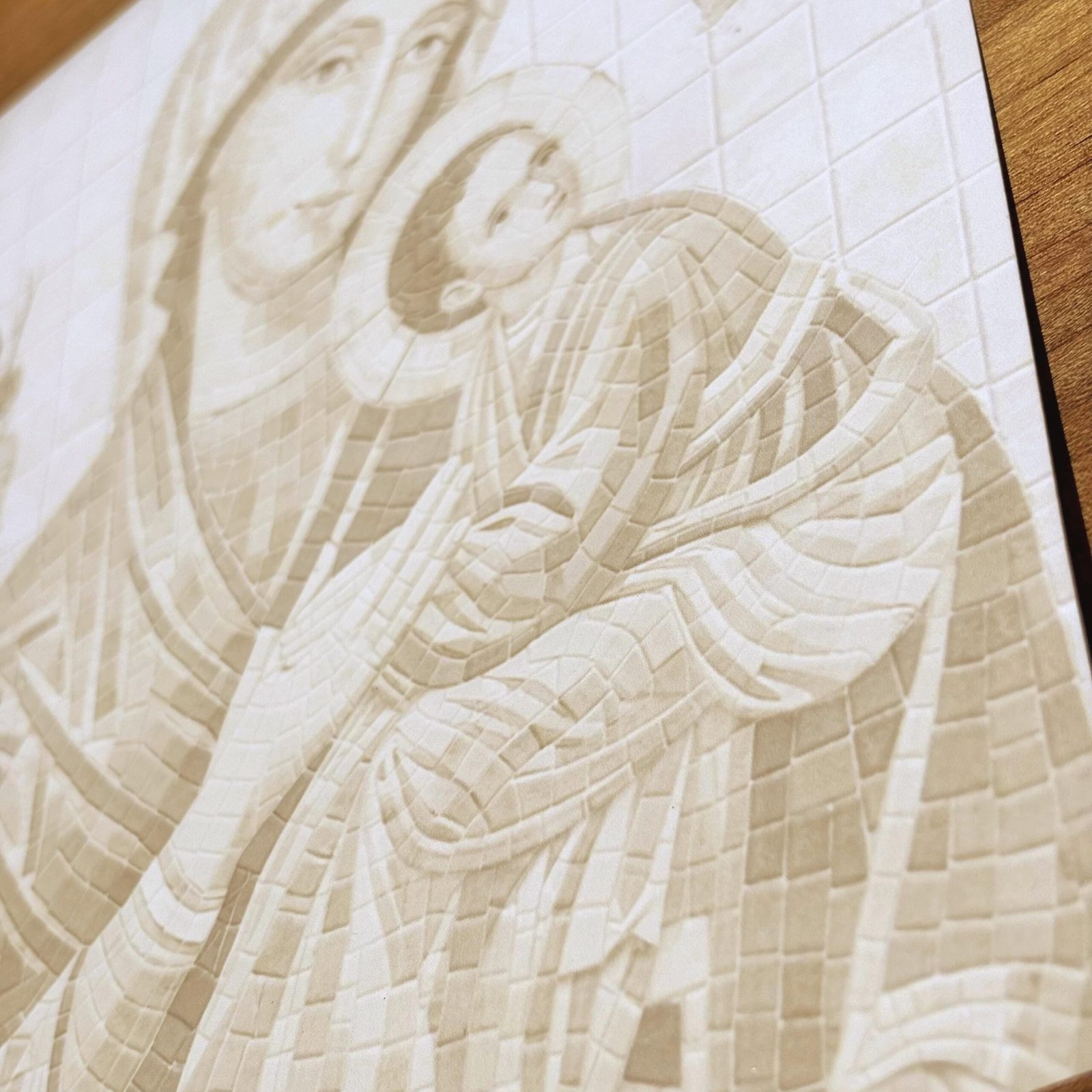 Virgin Mary and Child Mosaic Print | Tile Wall Art, Marian Decor, Faith Wall Print